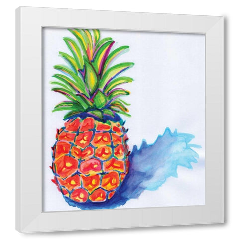 Blue Pineapple White Modern Wood Framed Art Print by Seay, Anne