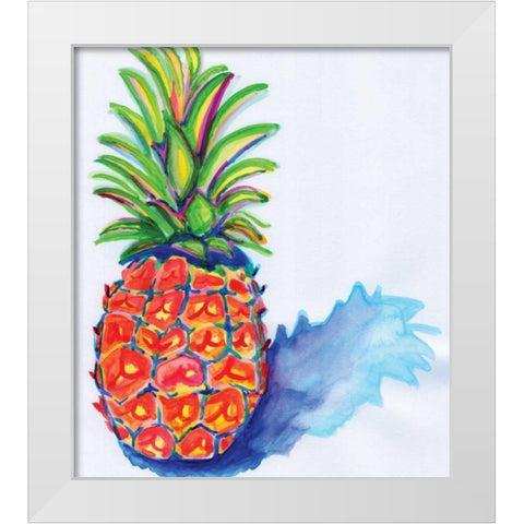 Blue Pineapple White Modern Wood Framed Art Print by Seay, Anne
