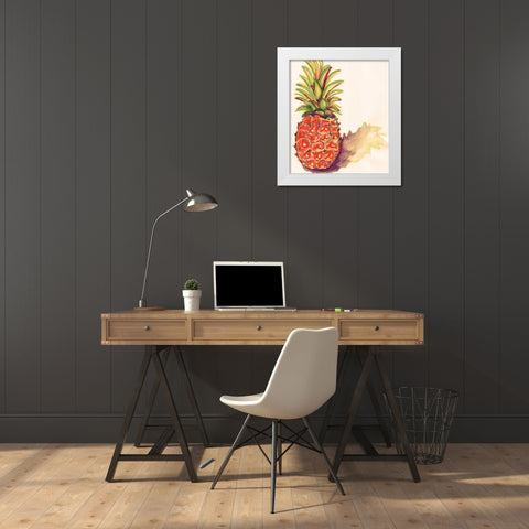 Orange Pineapple White Modern Wood Framed Art Print by Seay, Anne