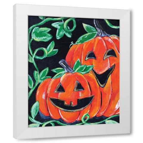Halloween Pumpkins White Modern Wood Framed Art Print by Seay, Anne