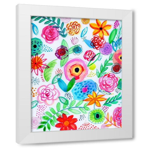 Floral Fun I White Modern Wood Framed Art Print by Seay, Anne