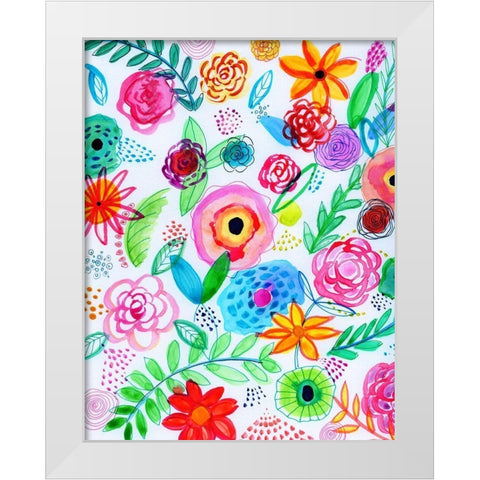 Floral Fun I White Modern Wood Framed Art Print by Seay, Anne
