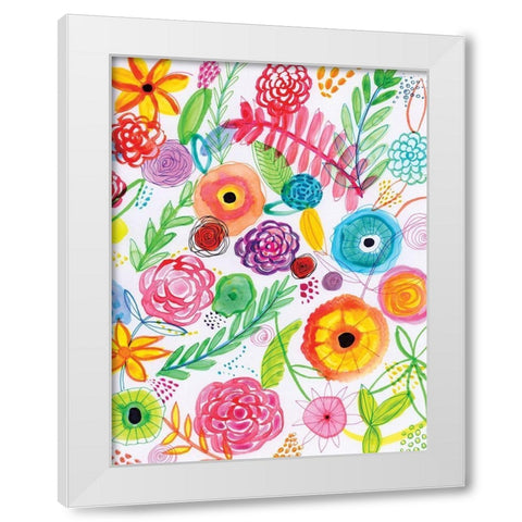Floral Fun II White Modern Wood Framed Art Print by Seay, Anne
