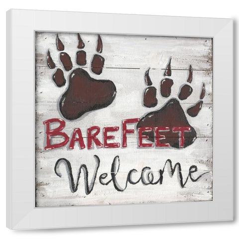 Barefeet Welcome White Modern Wood Framed Art Print by Seay, Anne