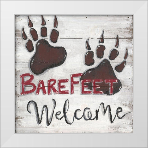 Barefeet Welcome White Modern Wood Framed Art Print by Seay, Anne