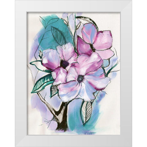 Inked Flowers White Modern Wood Framed Art Print by Seay, Anne