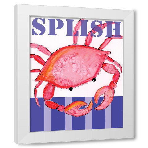 Splish Crab White Modern Wood Framed Art Print by Seay, Anne