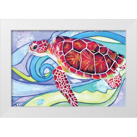Surfin Turtle White Modern Wood Framed Art Print by Seay, Anne
