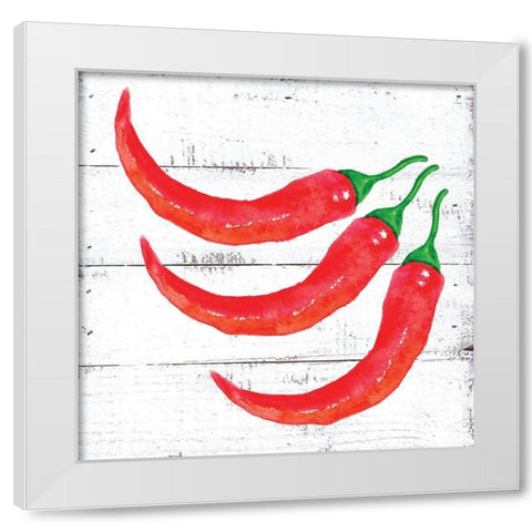 Farm Fresh Peppers White Modern Wood Framed Art Print by Seay, Anne
