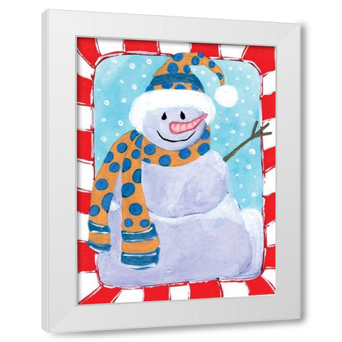 Happy Snowman I White Modern Wood Framed Art Print by Seay, Anne