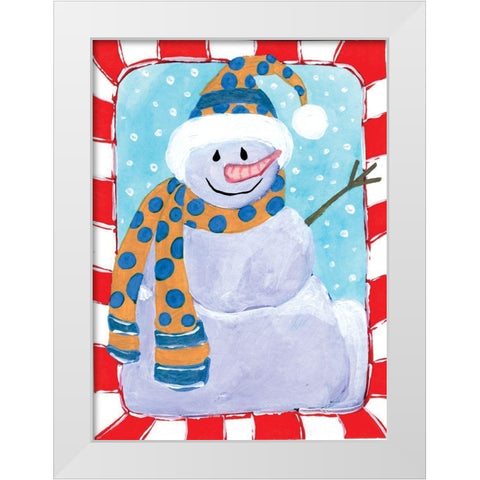 Happy Snowman I White Modern Wood Framed Art Print by Seay, Anne