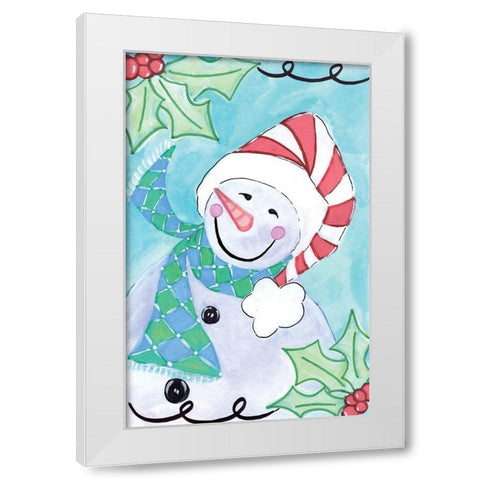 Happy Snowman II White Modern Wood Framed Art Print by Seay, Anne
