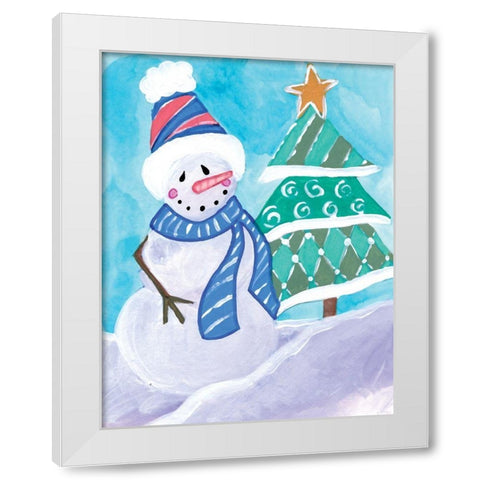 Happy Snowman III White Modern Wood Framed Art Print by Seay, Anne