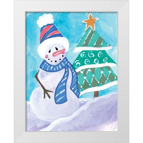Happy Snowman III White Modern Wood Framed Art Print by Seay, Anne