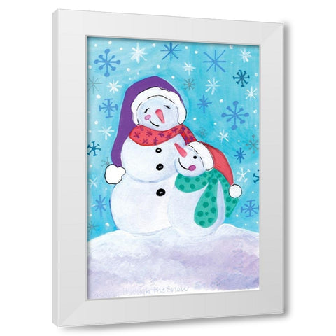 Happy Snowman and Baby White Modern Wood Framed Art Print by Seay, Anne