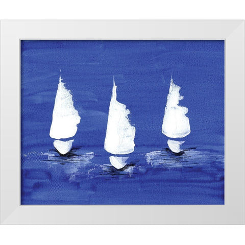 Sailboats at Night White Modern Wood Framed Art Print by Seay, Anne