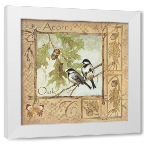 Acorns White Modern Wood Framed Art Print by Phillips, Anita