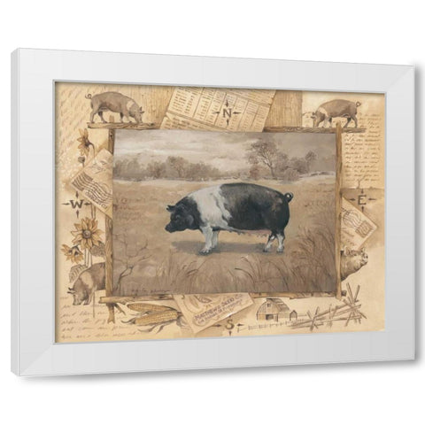 Pig White Modern Wood Framed Art Print by Phillips, Anita