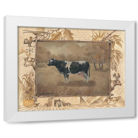 Cow White Modern Wood Framed Art Print by Phillips, Anita
