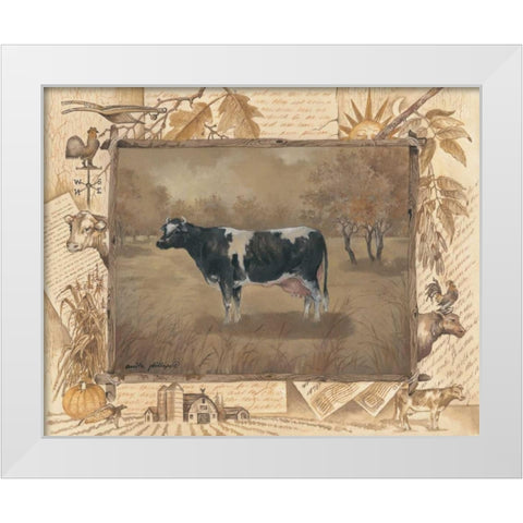 Cow White Modern Wood Framed Art Print by Phillips, Anita