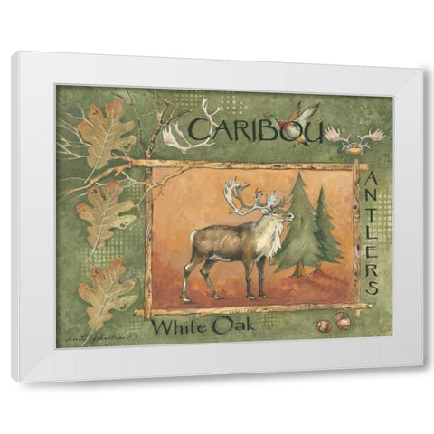 Caribou White Modern Wood Framed Art Print by Phillips, Anita
