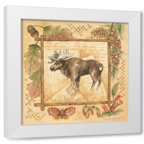 Moose White Modern Wood Framed Art Print by Phillips, Anita