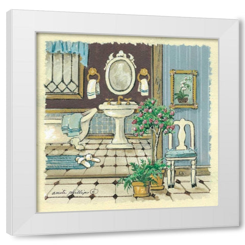 Antique Bath I White Modern Wood Framed Art Print by Phillips, Anita