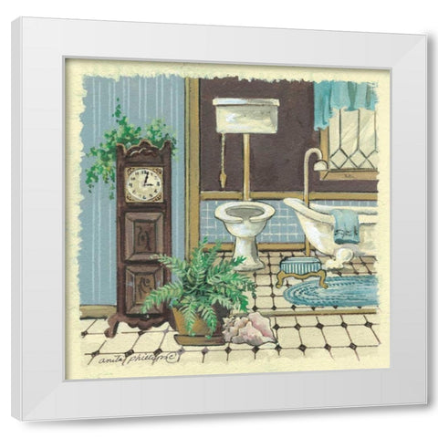 Antique Bath II White Modern Wood Framed Art Print by Phillips, Anita