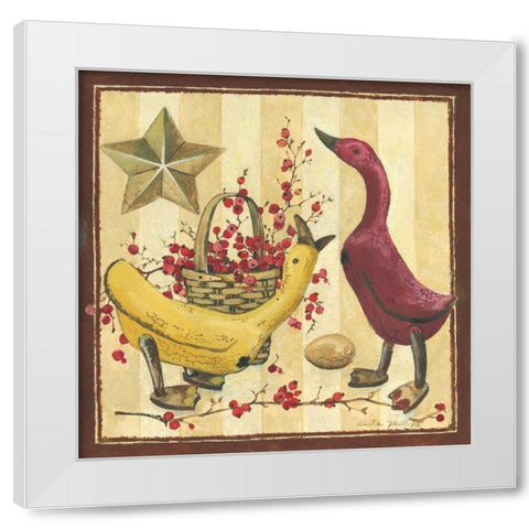 Wooden Ducks I White Modern Wood Framed Art Print by Phillips, Anita