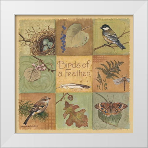 Birds of a Feather White Modern Wood Framed Art Print by Phillips, Anita