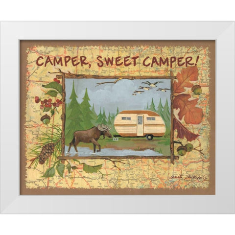 Camper Sweet Camper White Modern Wood Framed Art Print by Phillips, Anita