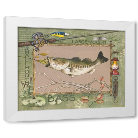Large Mouth Bass White Modern Wood Framed Art Print by Phillips, Anita