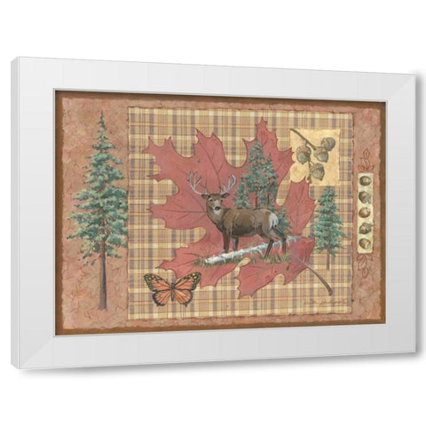 Deer Leaf White Modern Wood Framed Art Print by Phillips, Anita
