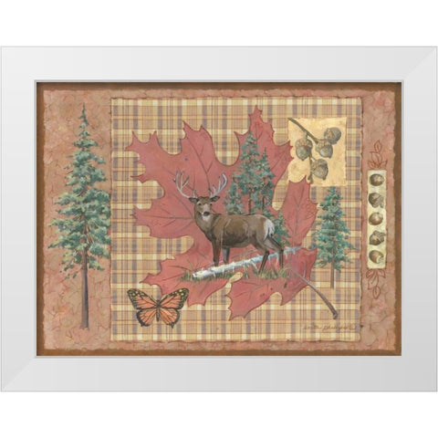 Deer Leaf White Modern Wood Framed Art Print by Phillips, Anita