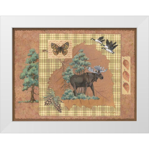 Moose Leaf White Modern Wood Framed Art Print by Phillips, Anita