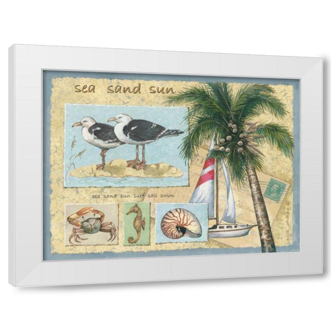 Sea-Sand-Sun White Modern Wood Framed Art Print by Phillips, Anita