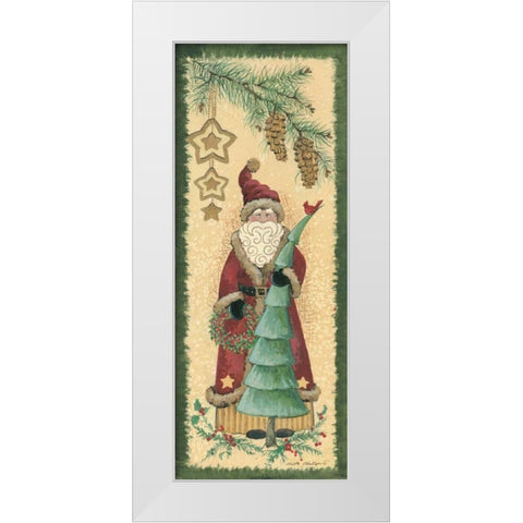 Santa with Tree White Modern Wood Framed Art Print by Phillips, Anita