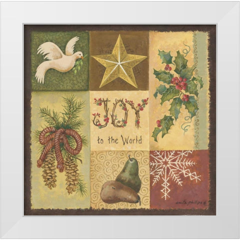Joy to the World White Modern Wood Framed Art Print by Phillips, Anita