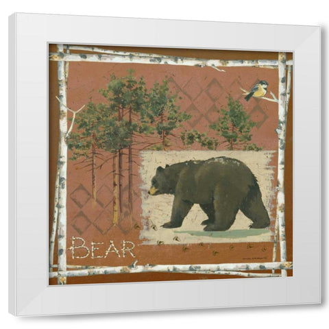 Bear on Red White Modern Wood Framed Art Print by Phillips, Anita
