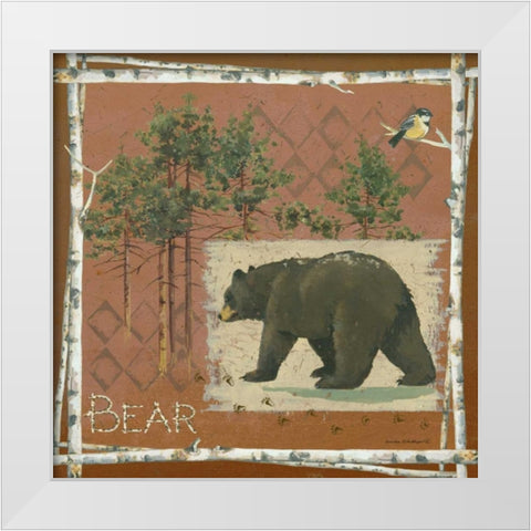 Bear on Red White Modern Wood Framed Art Print by Phillips, Anita