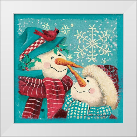 Nose to Nose - Aqua White Modern Wood Framed Art Print by Phillips, Anita