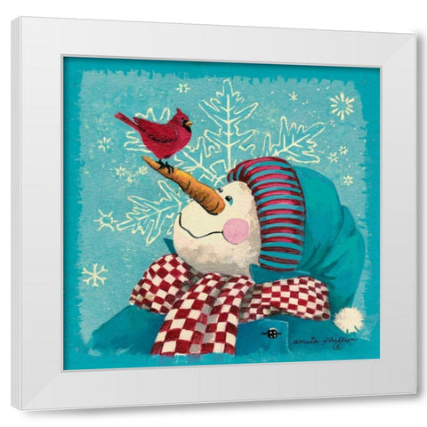 The Visitor - Aqua White Modern Wood Framed Art Print by Phillips, Anita