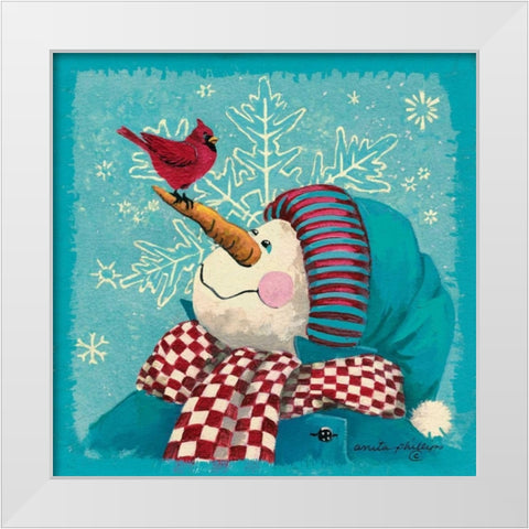 The Visitor - Aqua White Modern Wood Framed Art Print by Phillips, Anita