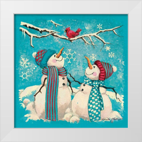 Bird Watching White Modern Wood Framed Art Print by Phillips, Anita