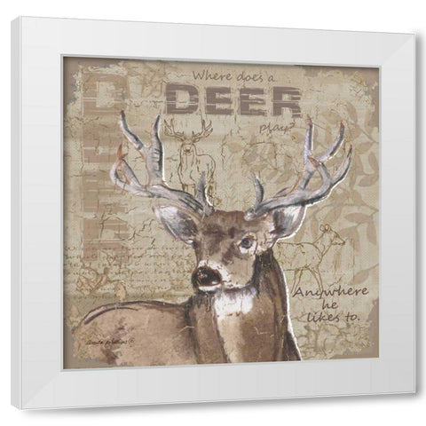 Where Does a Deer Play White Modern Wood Framed Art Print by Phillips, Anita