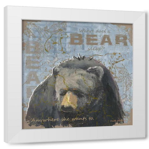 Where Does a Bear Sleep White Modern Wood Framed Art Print by Phillips, Anita