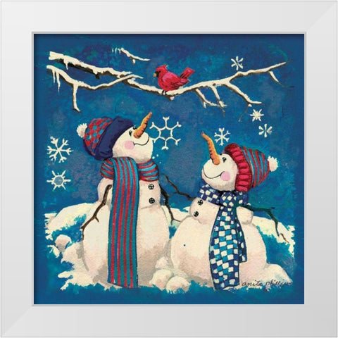 Bird Watching White Modern Wood Framed Art Print by Phillips, Anita