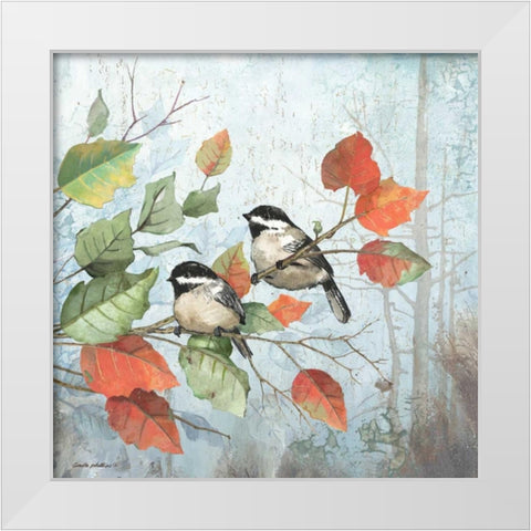 Chickadees White Modern Wood Framed Art Print by Phillips, Anita