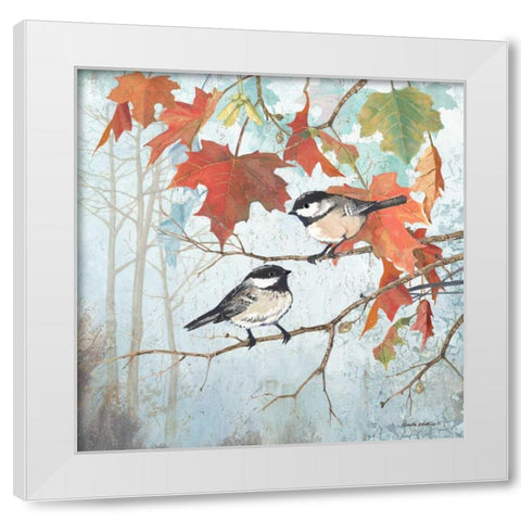 Chickadees II White Modern Wood Framed Art Print by Phillips, Anita