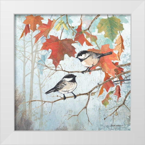 Chickadees II White Modern Wood Framed Art Print by Phillips, Anita